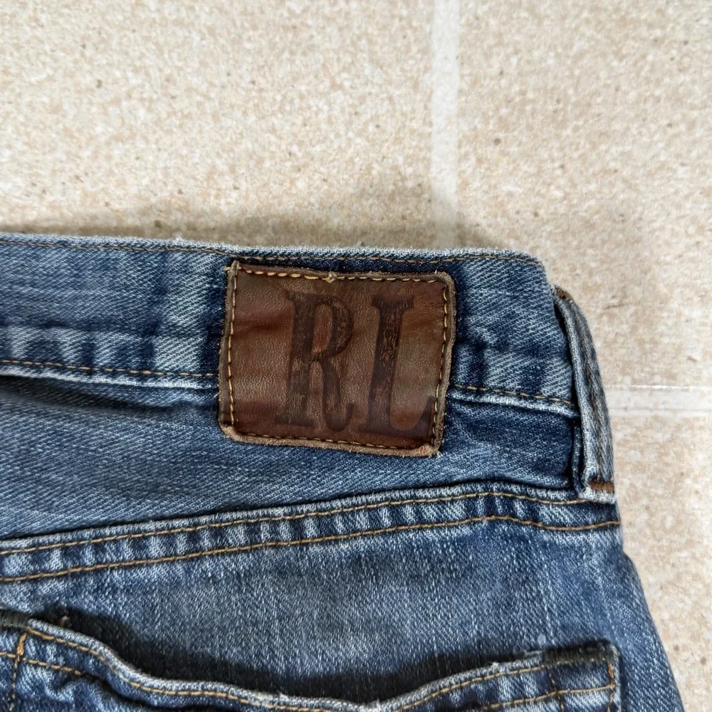 Vtg Y2K Polo Ralph Lauren THOMPSON Relaxed Fit Blue Denim Jeans 34x34 Wide Leg